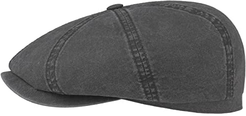 Stetson Hatteras Ballonmütze aus Bio-Baumwolle Herren - Nachhaltige Baumwollcap - Flatcap mit UV-Schutz 40 - Schiebermütze - Flat Cap Frühjahr/Sommer schwarz XL (60-61 cm)
