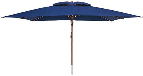 anndora® Sonnenschirm 3 x 4 m eckig Terassenschirm Holz Gestänge - Navy Dunkelblau