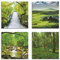 ARTLAND Wanddeko Leinwand Bilder Natur Set 4 tlg. je 40x40 cm Quadratisch Wandbilder Landschaft Wiese Bäume Japan Brücke K2EU