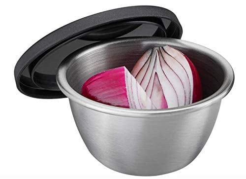 GEFU RINO Minischüssel 2er-Set | Edelstahl Aromadeckel | 100 ml luftdicht stapelbar | Vorratsbehälter für Kräuter, Dips, Zwiebeln, Knoblauch