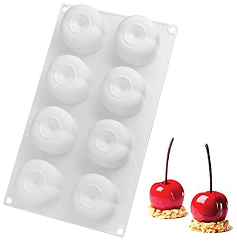 OCPO KITCHEN Apfel-Silikonform zum Backen von Mousse, Kuchen, Dessert, Gebäck, Schokolade, Fruchtpudding, Gelee, Weihnachtskuchendekoration, Antihaftbeschichtet, Apfelform (8 Mulden)