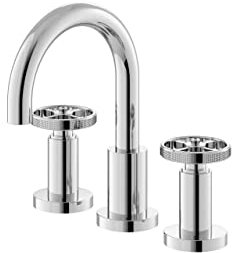 Hudson Reed TIW337 Revolution ǀ Modern Bathroom Industrial Inspired 3 Tap Hole Basin Mixer Tap with Two Round Handles, Swivel Spout and Pop-Up Waste, 190mm x 130mm, Chrome