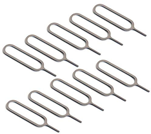 10 x Sim Card Tray Pins Removal Ejector Tool - Compatible with All iPhone (15, 14, 13, X, Pro and All iPhone Series), Samsung, HTC, All Smartphone, Android Devices - Sim Pins