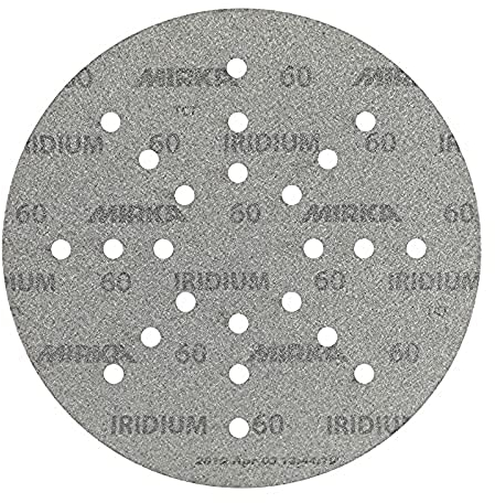 Mirka Iridium Schleifpapier Ø 225mm Klett Korn 60/25 Scheiben/Für Trockenbauschleifer Wand- und Deckenschleifer/Schleifen von Lack, Spachtel, Grundierung, Holz, Stahl, Mineralwerkstoffe
