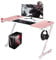 UNIONLINE 120cm Gaming Desk Home Office Computer Table, Gamer Workstation with Cup Holder, Headphone Hook & 2 Cable Management Holes (Pink/Purple)