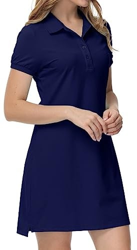 MoFiz Robe Femme Été Coton Robe de Polo Manches Courtes Sport Respirant Tennis Golf Dress