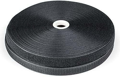 Cinta de Gancho y Bucle para coser negro, Cinta de 25m x 25mm,no autoadesivo, Cinta de Gancho y Bucle para costura, Ideal para costura, Tapicería, Manualidades, Ropa y Proyectos de Organización