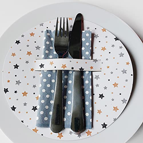 Logbuch-Verlag 10 weihnachtliche Bestecktaschen weiß Gold grau Gold Tischdeko Weihnachten 21 cm rund für Servietten