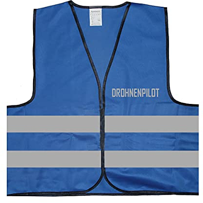Mister Warnwesto Warnweste - Signalweste - Drohnenpilot - Warnweste mit reflektierendem Aufdruck - Größe L/XL, Blau