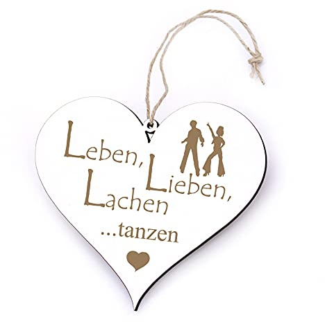 Schild Herz Leben, lieben, lachen - Tanzen - mit Motiv - 13 x 12 cm