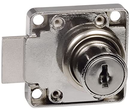 Amig - Cerradura Reforzada para Puertas de Muebles Mod.7 + 2 Llaves Mod.371 - Para Armarios de Hogar u Oficina - De Acero Niquelado - Cierre a Derechas - Segura y Fácil de Instalar