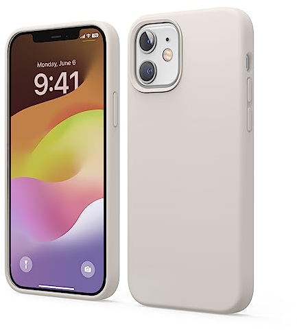 elago Liquid Silicone Case Compatible with iPhone 12 & 12 Pro Cover (6.1) - Premium Silicone, Full Body Protection : 3 Layers Shockproof Cover Case for iPhone 12, iPhone 12 Pro (Stone)