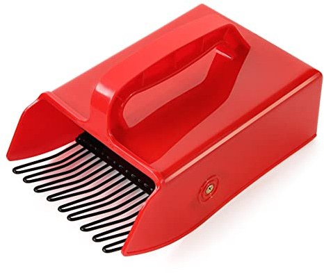 VicBre Beerenpflücker mit Metallkamm Kunststoff Blaubeerschaufel Rechen Rot-Schwarz | Ergonomischer Griff, sicherer Halt, effektive Obstsammlung, Handschutz, perfekt für die Ernte von Blaubeeren und Kamille