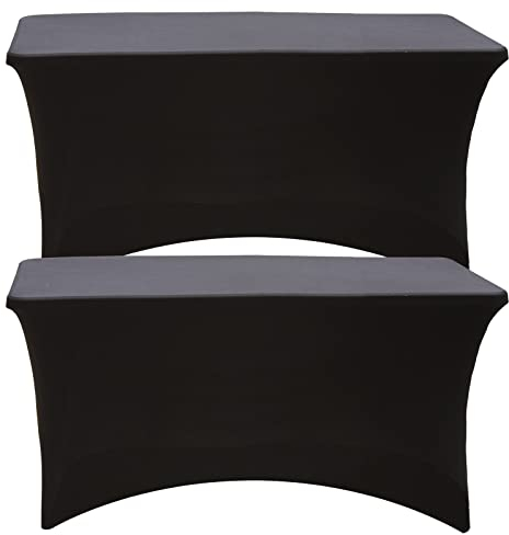 Spandex-Tischdecke, 2 Stück, enganliegend, waschbar und knitterfrei, dehnbar, rechteckig, Terrassentischabdeckung für Party, DJ, Messen, Bankett, Hochzeiten, Cocktails, 122 x 76 cm (L x B x H) 122 x