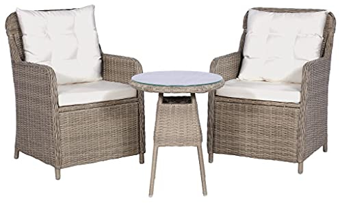 Yolola balkonmöbel Set 3 teilig Rattan,bistrotisch mit 2 stühlen Outdoor,Gartenmöbel-Set 3 TLG,balkonmöbel Kleiner Balkon,terrassen möbel,Poly Rattan