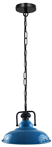 LEDSone Industrielle Vintage-Retro-Stil-Deckenpendelleuchte, Kronleuchter, Lampenschirm mit Kette und E27-UK-Fassung [Energieklasse A] (hellblau)