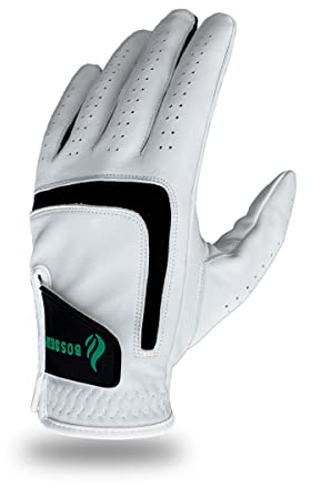 BOSSER Premium Qualität Leder Golfhandschuhe für Herren mit Extra Griffigkeit, Angenehm zu Tragen für die Linke Hand (Rechtshänder) (L, Links)