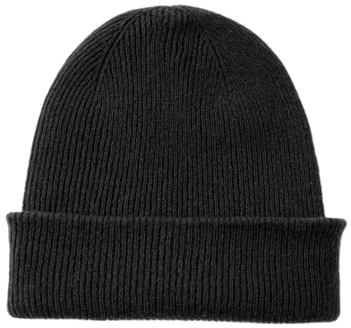 tonten 100% Reine Kaschmir Dual-Layer Mütze für Damen, Winter Dicke, weiche, warme Damen Skikappen (Schwarz)