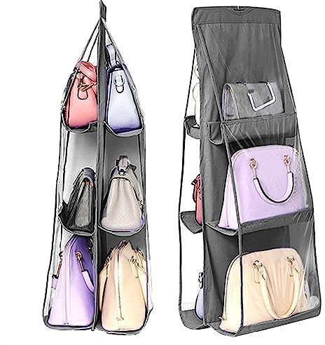 YAXIDAEVER Hängend Handtaschen Aufbewahrung,Handtasche Aufbewahren,Handtaschen Organizer Hängend mit 6 Fächer für Familienschrank Schlafzimmer 90 * 35 * 35CM