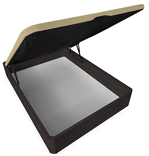 Somnia Descanso - Canapé Abatible Extra Reforzado Gran Capacidad con Tapa Transpirable, Esquinas Redondeadas, 135 x 190, Wengué