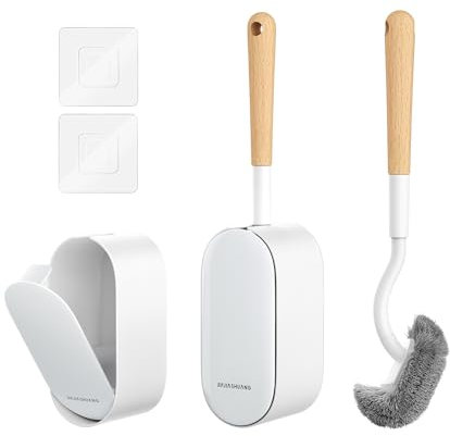 OSCIOSS Lot de 2 brosses WC en Bambou avec Design Ergonomique, Taille compacte, Poils durables, Support en Bois pour Le Nettoyage des Toilettes