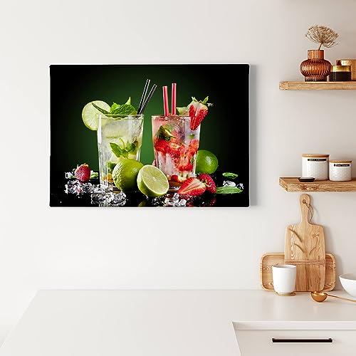 A.S. Création Leinwandbild Cocktails Getränke - Kunstdruck orange gelb schwarz - 70x50 cm Querformat - moderne Wanddekoration Schlafzimmer Wohnzimmer Küche - Bild auf Keilrahmen