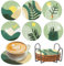 TDFERAN 5D DIY 6 Pièces Nature Verte Sous-Verres De Peinture De Diamant Avec Support Artisanat Kits Sous-Verres D'Art De Peinture De Diamant Pour Verres À Vin Vases Tasses À Café Boissons Décoratifs