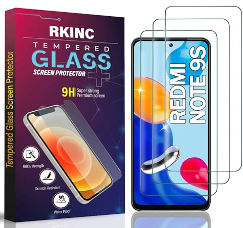 RKINC 3 Stück, Panzerglas Schutz Glas für Xiaomi Redmi Note 9S, 9 Pro, 9 Pro Max, Panzer HD Displayschutzfolie, 0,33 mm kratzfest, splitterfrei, blasenfrei, lebenslangeGarantie