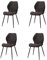 GrandCA HOME Juego de 4 Sillas de Comedor, Sillas de Comedor Tapizadas, Sillas de Cocina Nórdicas, Sillas Acolchadas con Patas de Metal, Cojines de Tela de Rombos, Negro-R