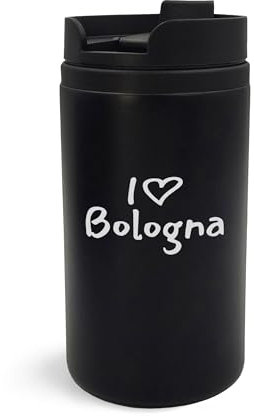 Tazza termica con scritta I Love Bologna City Travel Italy incisa