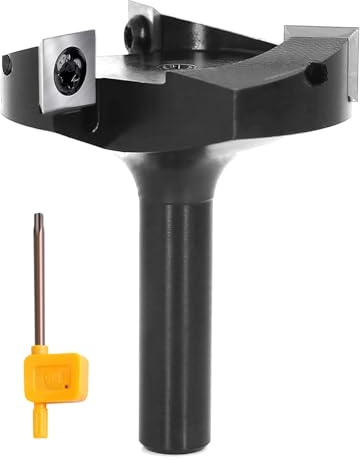 Sinoprotools Slab Flattening Router Bit - Surfacing Router Bits 1/2 Shank - 3Flute 2-3/8 Cut Dia, Insert Carbide CNC Spoilboard Surfacing Bits, Planing Bit for Flycutter/ Slab Leveler/ Rabbeting