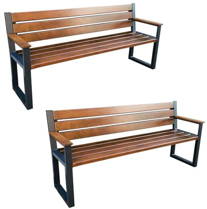 Rattanland® Gartenbank Wetterfest Holzbank Garten, Gartenbank 3 Sitzer, Gartenbank Holz, Sitzbank mit Lehne (FSC®- zertifiziertes Holz) Möglichkeit der Befestigung am Boden (2, Nuss)