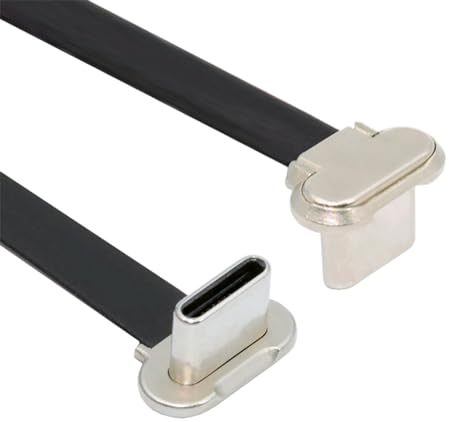 xiwai Angled Short USB-C Male to Male Fast Charging Cord Ultra Slim Flat USB2.0 Data Cable 65W Power for Laptop Tablet Phone, 2.95 inch/7.5cm Black