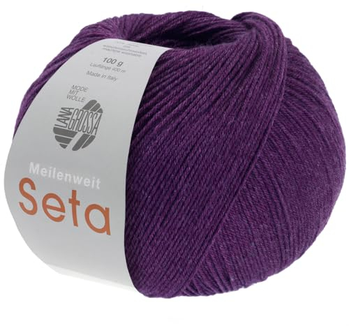 LANA GROSSA Meilenweit Seta | Sockengarn mit Seidenanteil, waschmaschinenfest | Handstrickgarn 55% Schurwolle (Merino), Polyamid, & Seide | 100g Wolle zum Stricken & Häkeln | 400m Garn FB43