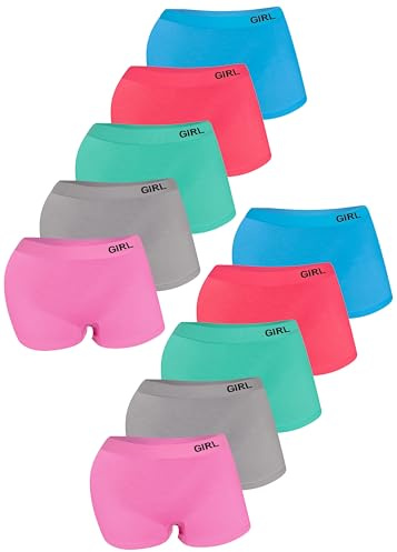 LOREZA ® 10 Panty per Ragazze con Strass Mutande in Microfibra Pantaloncini Retro Shorts Slip