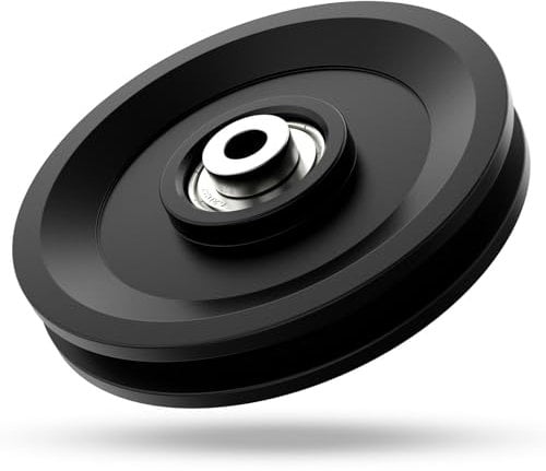 Anobeyi 114mm/4.5 Universal Nylon Bearing Pulley System, Gym Workout Cable Pulley Wheel & Weight Attachment Replacementfor Home Gym, Pulldown Smith Machine, Garage Lifting Equipment (Black-1pc)