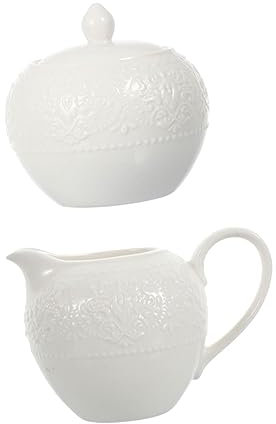 GREENADSCAPE 2 Pièces ensemble sucrier pot à lait pot à expresso pichet de crème à lait bouilloire à thé vsp service de table récipient à café bouilloire à sucre céramique blanche