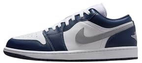AIR JORDAN Jordan - Turnschuhe 1 Low aus Leder, weiß-grau-Navy blau (11.5)