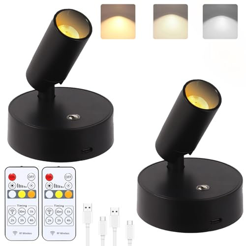 Drahtlose LED-Scheinwerfer Innen mit Fernbedienung, Bildlicht mit Wiederaufladbarer Batterie, Uplighting Innen mit Timer Dimmbar, Spotlichter Innenbeleuchtung Accent Up Licht für Pflanze, Bild