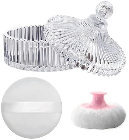 Kopinma Body Powder Puff and Container Set, Dusting Powder Puff and Body Dusting Powder Jars for Women, Home & Travel, Loose Powder Containers for Wet Dry Makeup