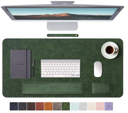 RENMTURE Großes Mauspad und Tastatur-Handgelenkauflage, Schreibtischunterlage für Tastatur und Maus, großes Gaming-Mauspad mit Handgelenkstütze, Schreibtischunterlage für Arbeit und Gaming (Dunkelgrün