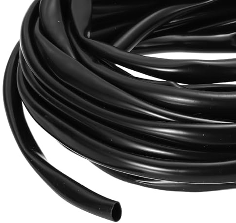 sourcing map 5m PVC Cable Sleeve Tubing, 8mm PVC Tube Black Cord Organizer Wire Shielding Sheathing Wrap