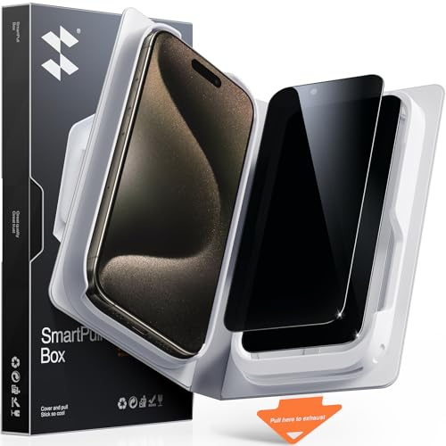 SMARTDEVIL 2 Pack MyView Privacy for iPhone 15 Pro Max Screen Protector | 28° Anti-Spy, 9H Tempered Glass, Bubble-Free Easy Install, Anti-Shatter, Face ID & Case Compatible, with SmartPull Box
