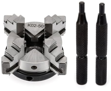 Expanding Collet Lathe Chuck, 4-Jaw Self-Centering Scroll Chuck for K02-50, 50mm Diameter Metal Lathe Chuck for Wood, Metal Turning