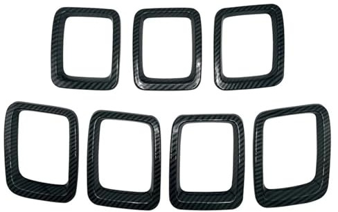 Per Jeep Per Compass MP 2017-2020 Inserti Griglia In Fibra Di Carbonio Per Auto ABS Anteriore Telaio Di Copertura Finiture Kit Esterni Griglia Anteriore Maschera Calandra