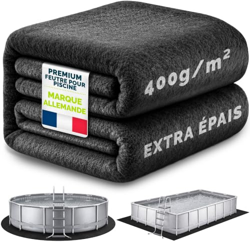 tillvex® Premium Pool Unterlage Rechteckig 430x230cm | Bis 400x200cm Pools | Geotextil Bodenplane mit 400g/m² | Bodenschutzvlies zuschneidbar Schwimmbecken | Reißfeste Poolunterlage Bodenschutzmatte