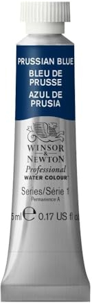 Winsor & Newton Aquarelle Professionnel - Peinture Aquarelle, Haute Luminosité, Résistante à la Lumière, Qualité Archive, Tube de 5 ML, Couleur Bleu de Prusse