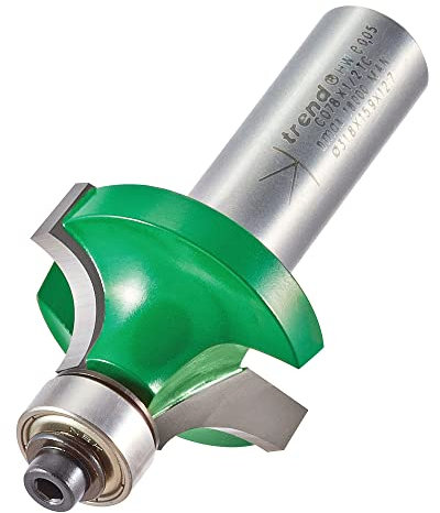 Trend CraftPro Roundover and Ovolo Router Cutter, 1/2 Inch Shank with 9.5mm Radius and 15.9mm Cut Diameter, Bearing Guided, TCT, C078X1/2TC
