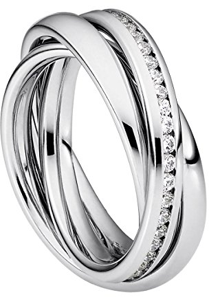 Heideman Ring Damen Trini aus Edelstahl Silber farbend poliert Damenring für Frauen Rollring Spielring Dreierring 64