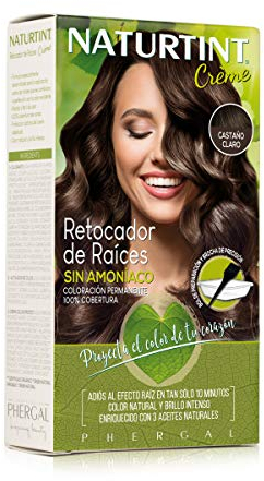 Naturtint Retocador de Raíces Sin Amoníaco, 100% Cobertura, Castaño Claro